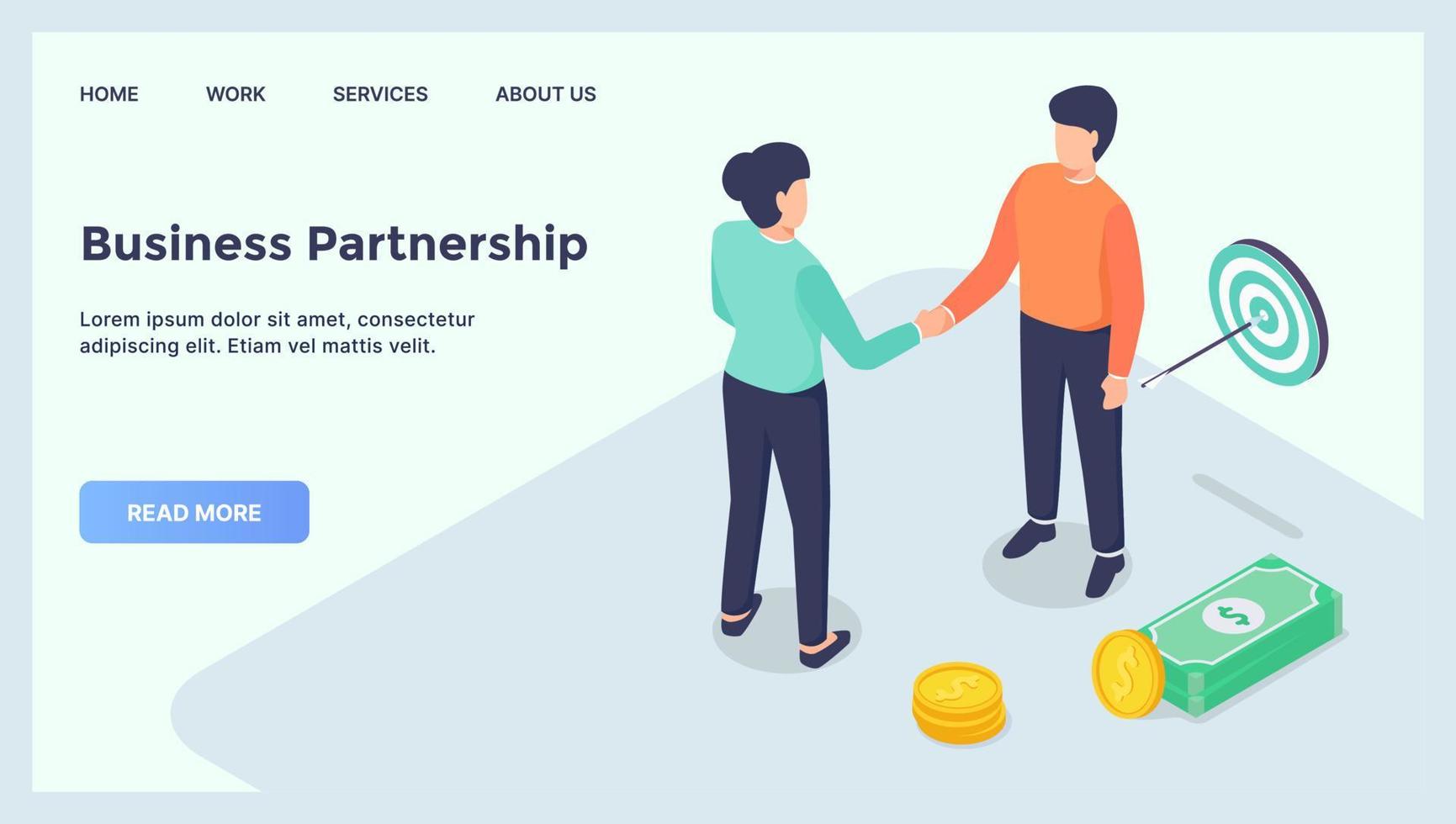business partnership deals for website template landing homepage with modern isometric flat vector