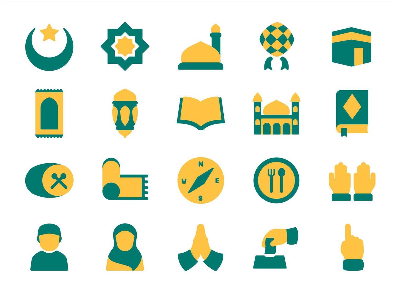 d mubarak icon set dual tone color white isolated modern flat design. vector