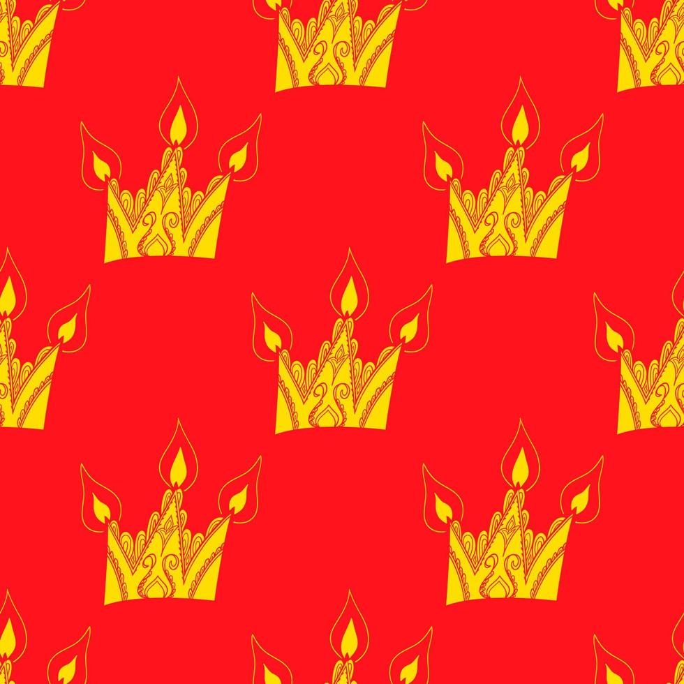 Bright vector seamless abstract hand-drawn pattern with crowns.