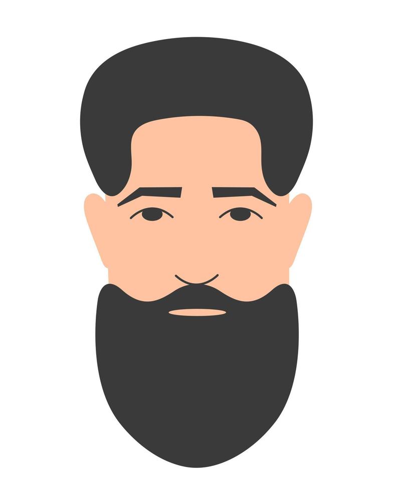 ilustración de hombre barbudo de estilo plano. vector, hombre, con, barba, aislado vector
