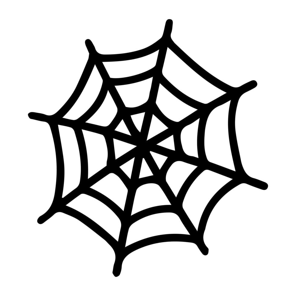 Vector spider web doodle illustration. Hand drawn doodle spider web isolated