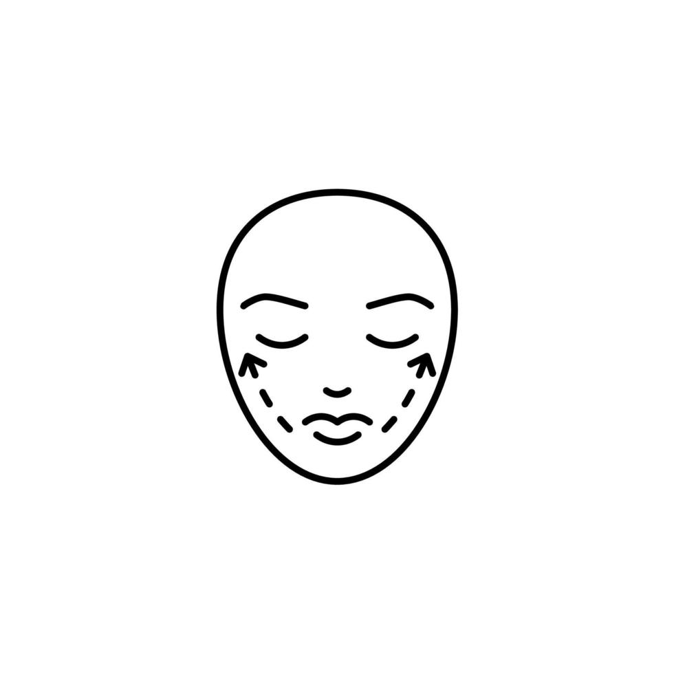 Face plastic of cheek, medical beauty procedure, line icon. Facelift, aesthetic contour. Plastic surgery, lifting contour skin. Vector illustration