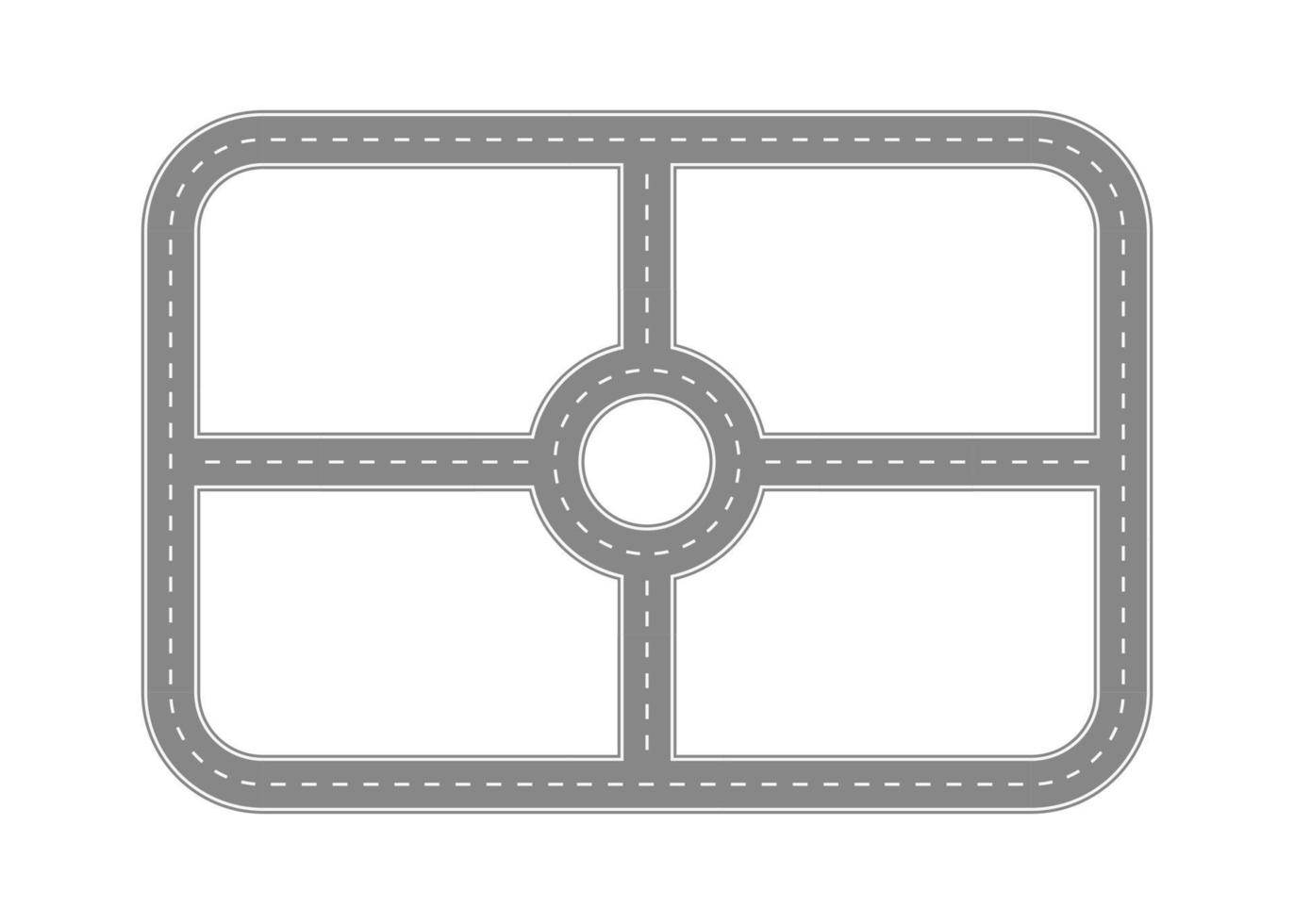Map path street, road and highway, top view. Road for transport city map. Plan route of race. Track asphalt path turn, join, roundabout, crossroads. Vector