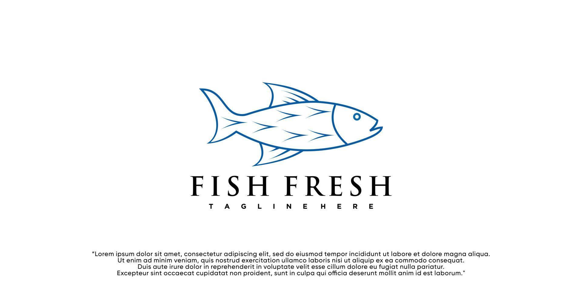 Fish logo icon design with concept simple Premium Vector