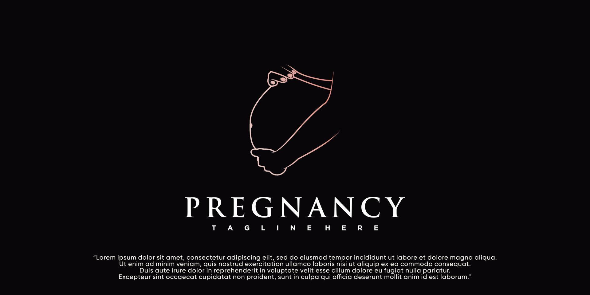 Pregnancy logo template design with concept simple Premium Vector