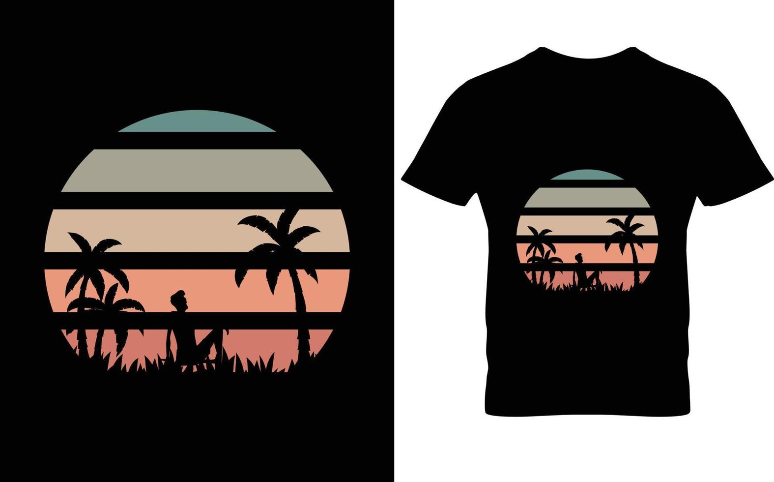 hawaii verano retro vintage paisaje camiseta diseño vector