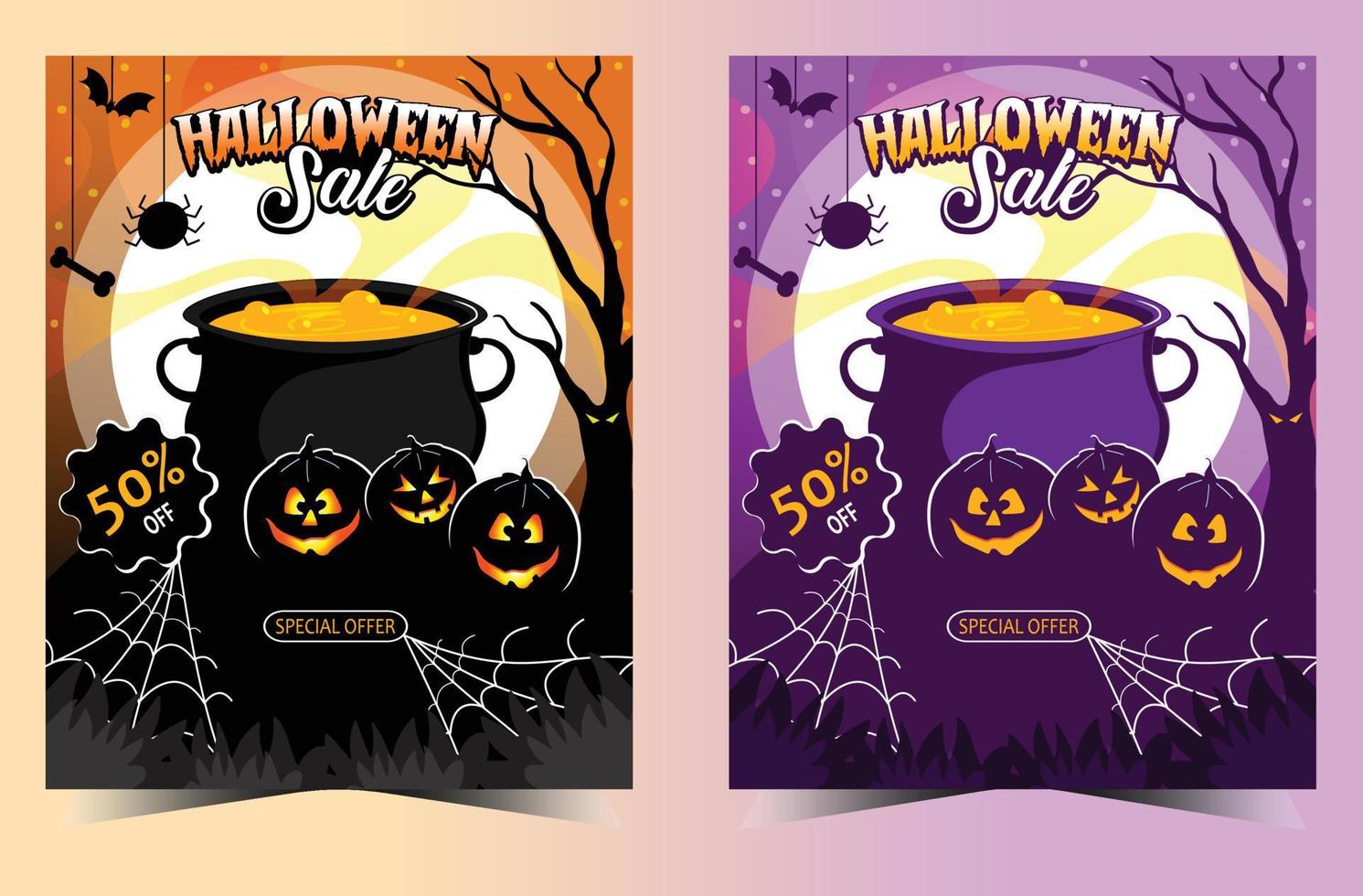 conjunto de cartel de fiesta de halloween feliz vector