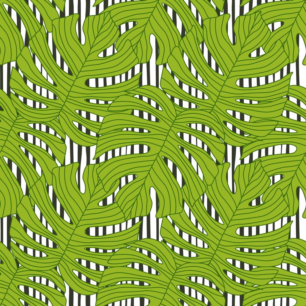 contorno contorneado monstera siluetas de patrones sin fisuras. fondo interminable de hojas de palma. papel pintado botánico. vector