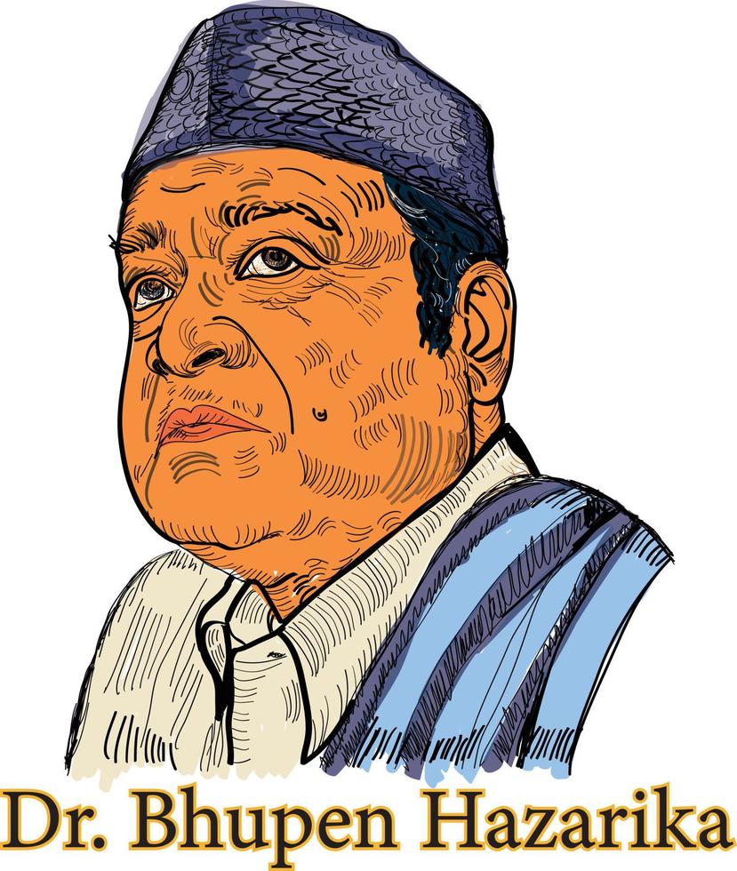 dr bhupen hazarika fue un cantante, letrista, músico, cantante, poeta y cineasta indio de assam, ampliamente conocido como sudhakantha. vector