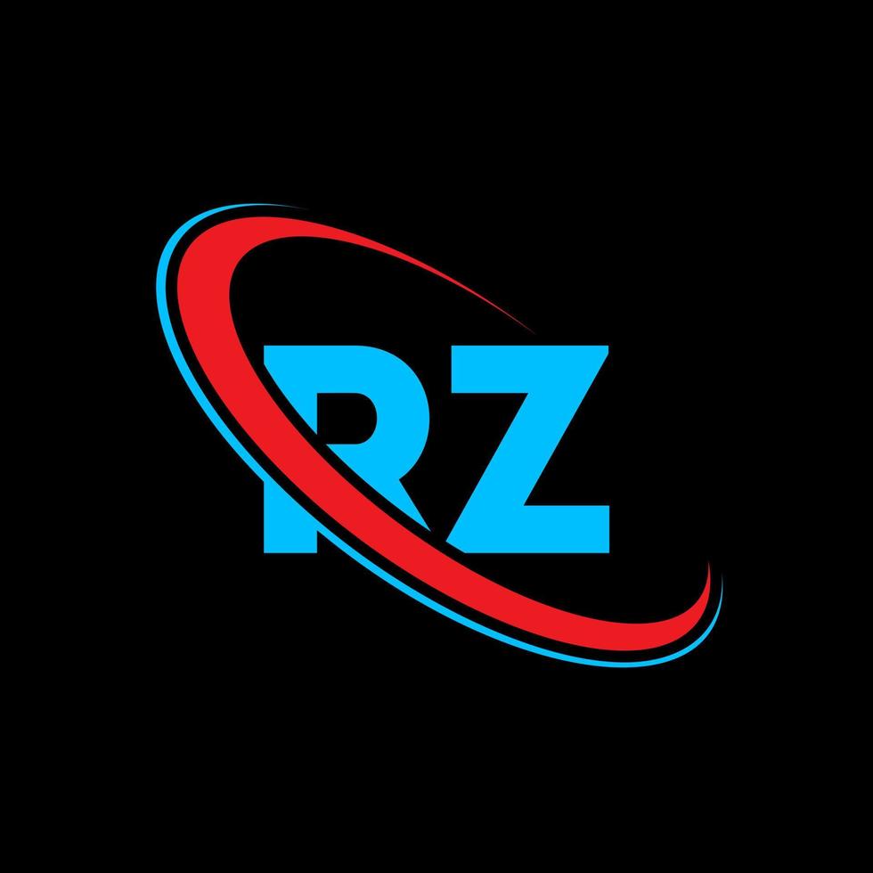 logotipo de rz. diseño rz. letra rz azul y roja. diseño del logotipo de la letra rz. letra inicial rz círculo vinculado logotipo de monograma en mayúsculas. vector