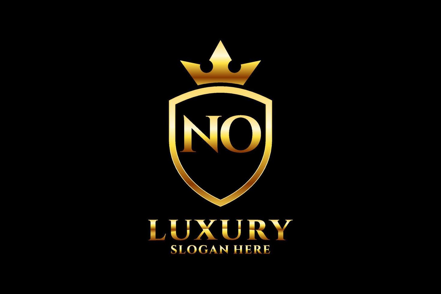 initial NO elegant luxury monogram logo or badge template with scrolls and royal crown - perfect for luxurious branding projects vector