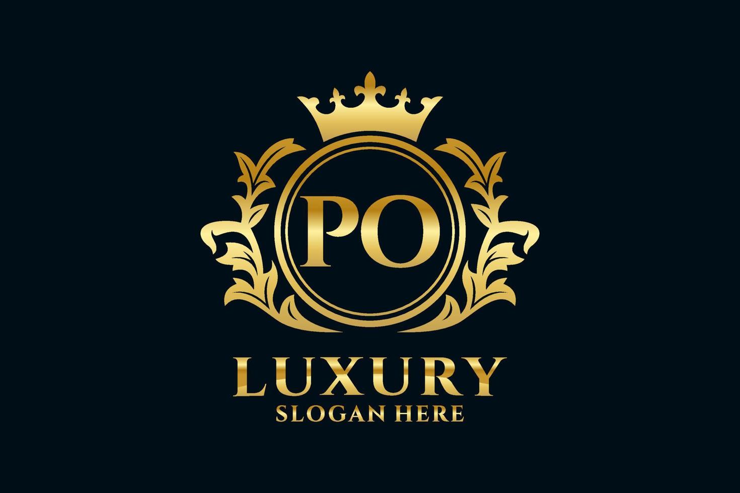 Initial PO Letter Royal Luxury Logo template in vector art for luxurious branding projects and other vector illustration.