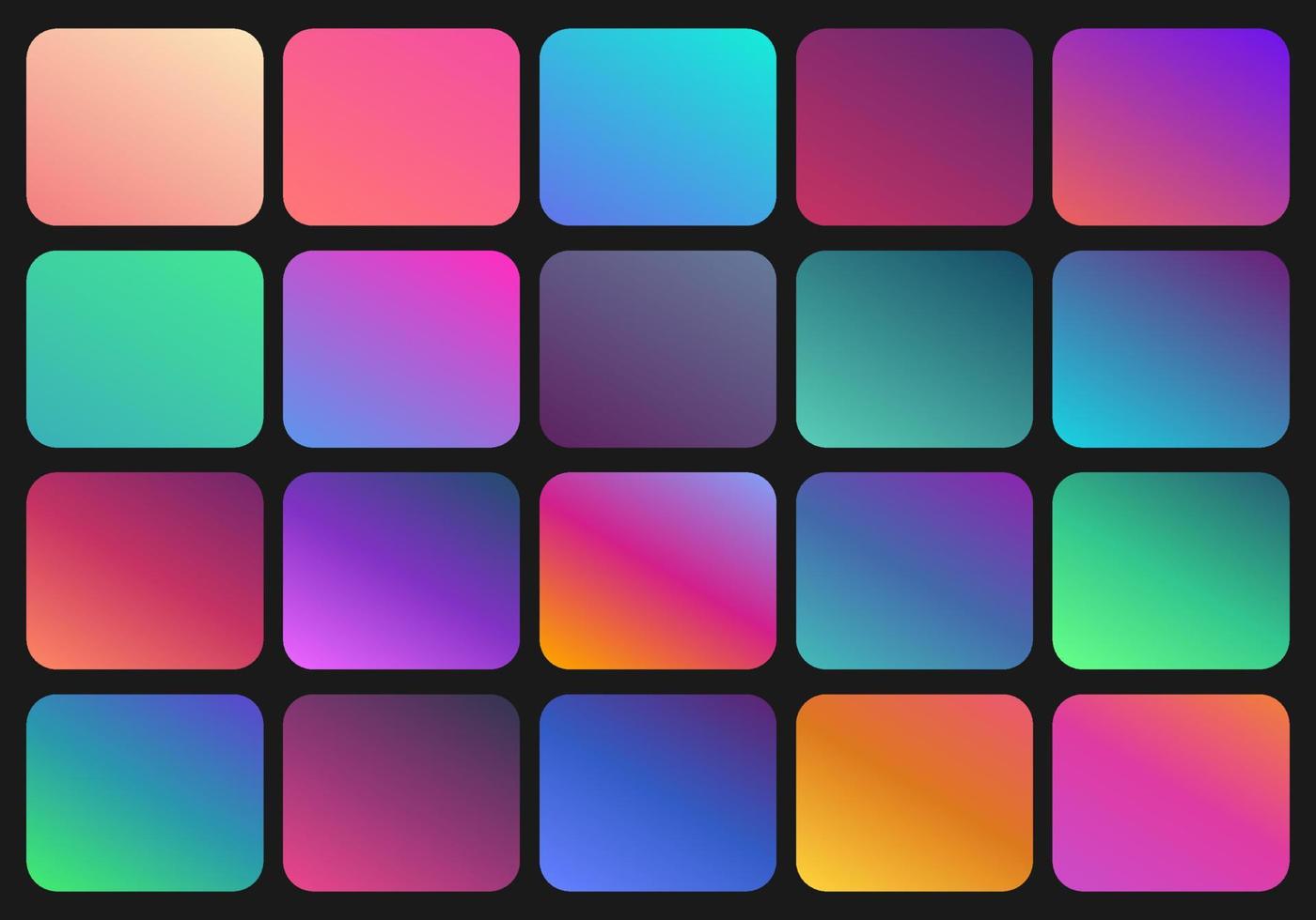Modern color pallete. Popular Colors. Color Chart. Vector Eps 10. Gradient futuristic colors samples.
