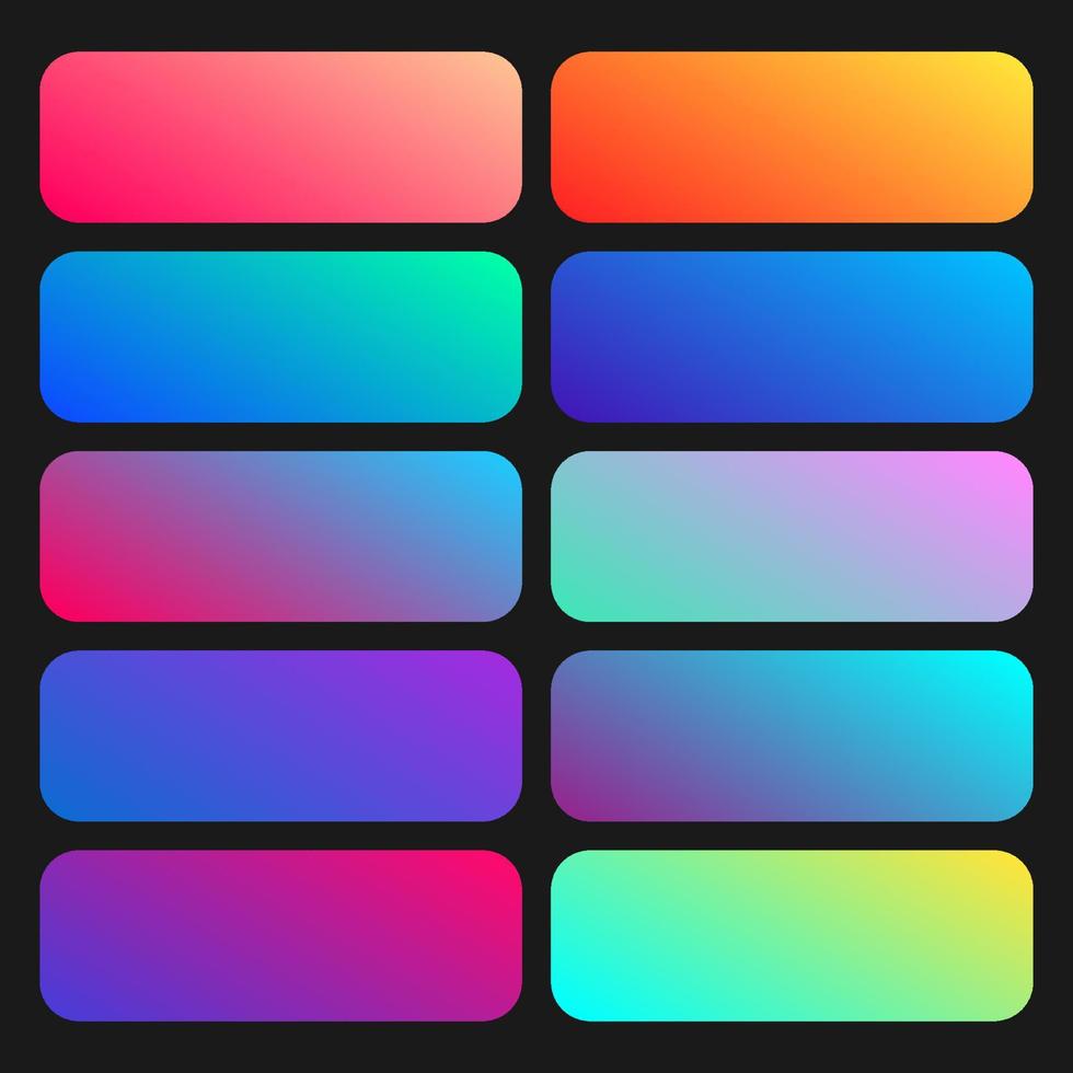 Modern color pallete. Popular Colors. Color Chart. Vector Eps 10. Gradient futuristic colors samples.