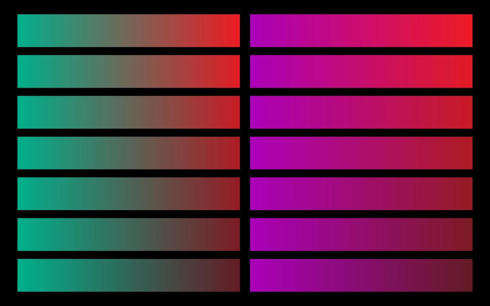 Modern color pallete. Popular Colors. Color Chart. Vector Eps 10. Gradient futuristic colors samples.