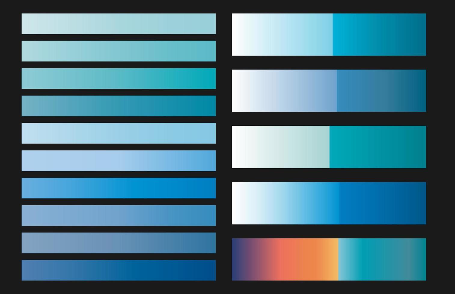 Modern color pallete. Popular Colors. Color Chart. Vector Eps 10. Gradient futuristic colors samples.