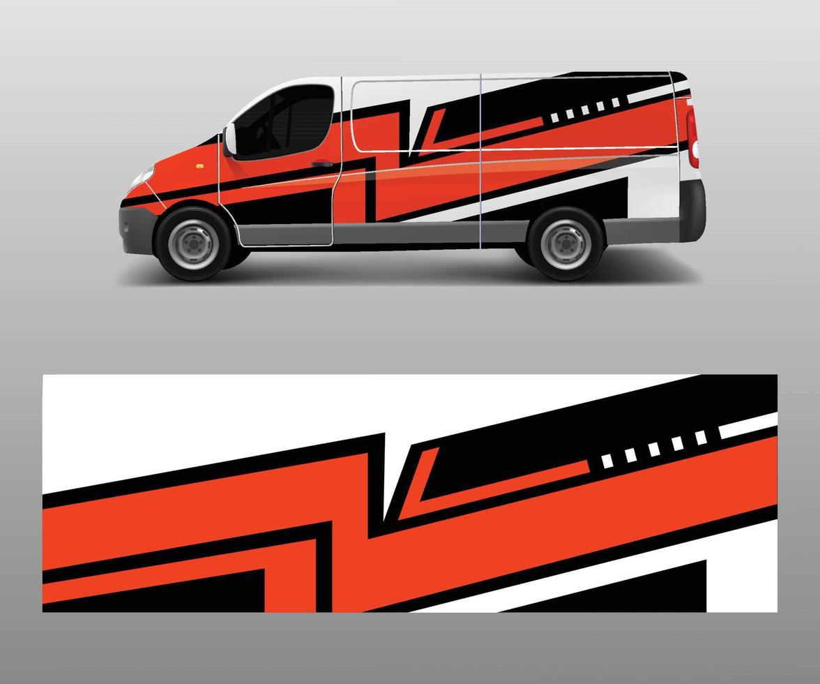 Cargo van decal with green wave shapes , truck and car wrap vector, Graphic abstract stripe designs for wrap branding vehicle vector