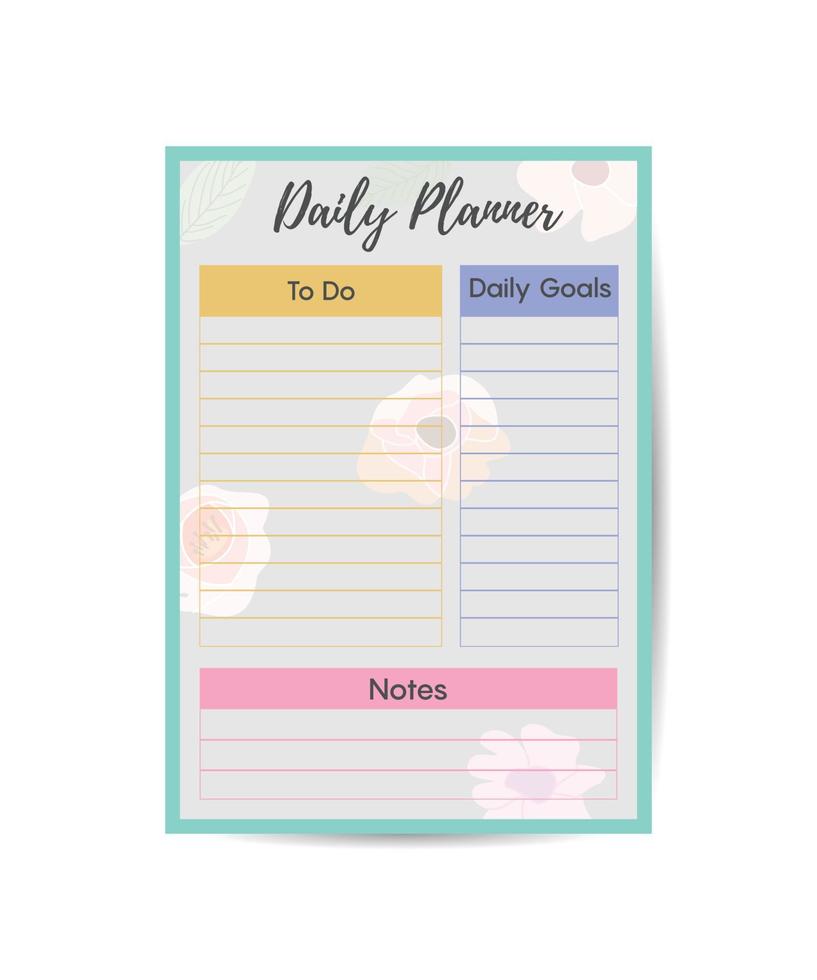 Set of minimalist planners Daily planner template Cute and simple printable to do list vector