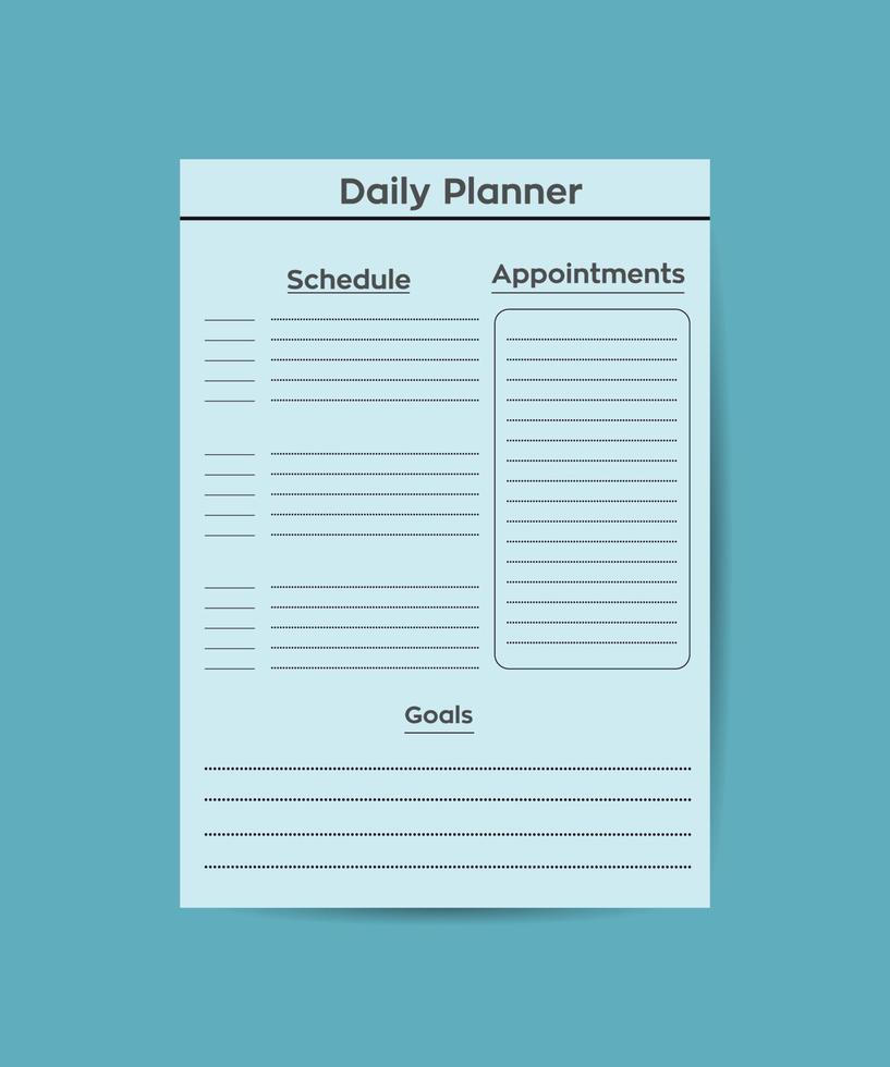 Daily Routines planner template minimalist planners Business organizer page vector