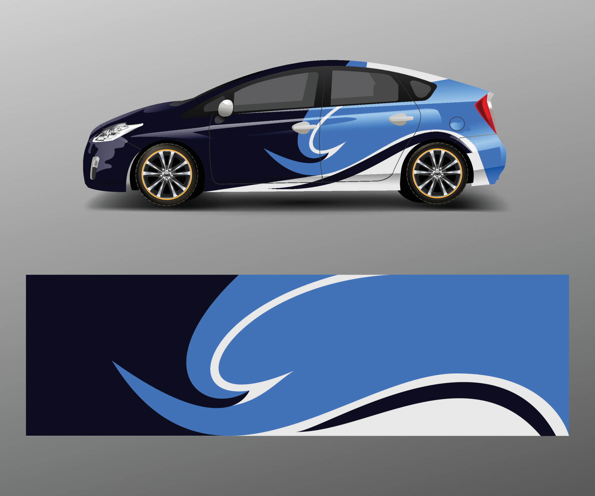 Company branding Car decal wrap design vector. Graphic abstract shapes