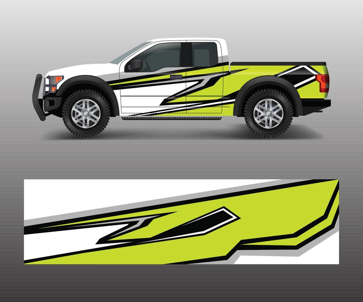 Truck and car graphic background wrap and vinyl sticker design vector