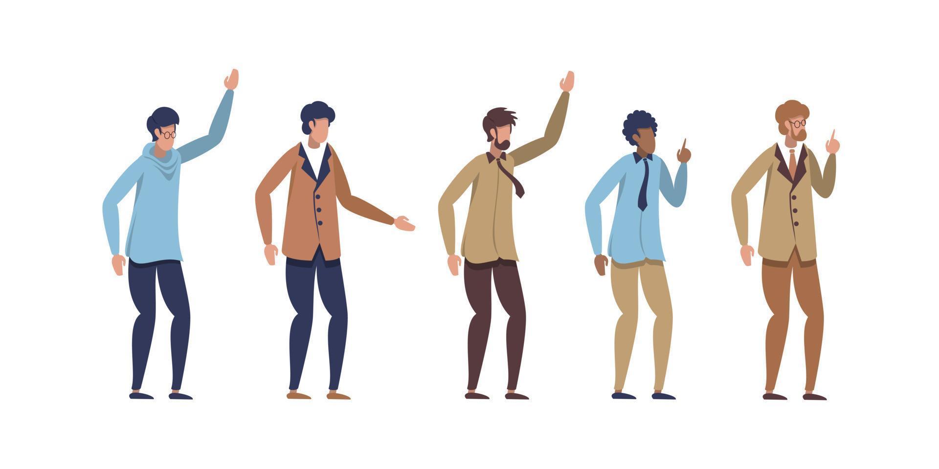 Set of male office workers. vector