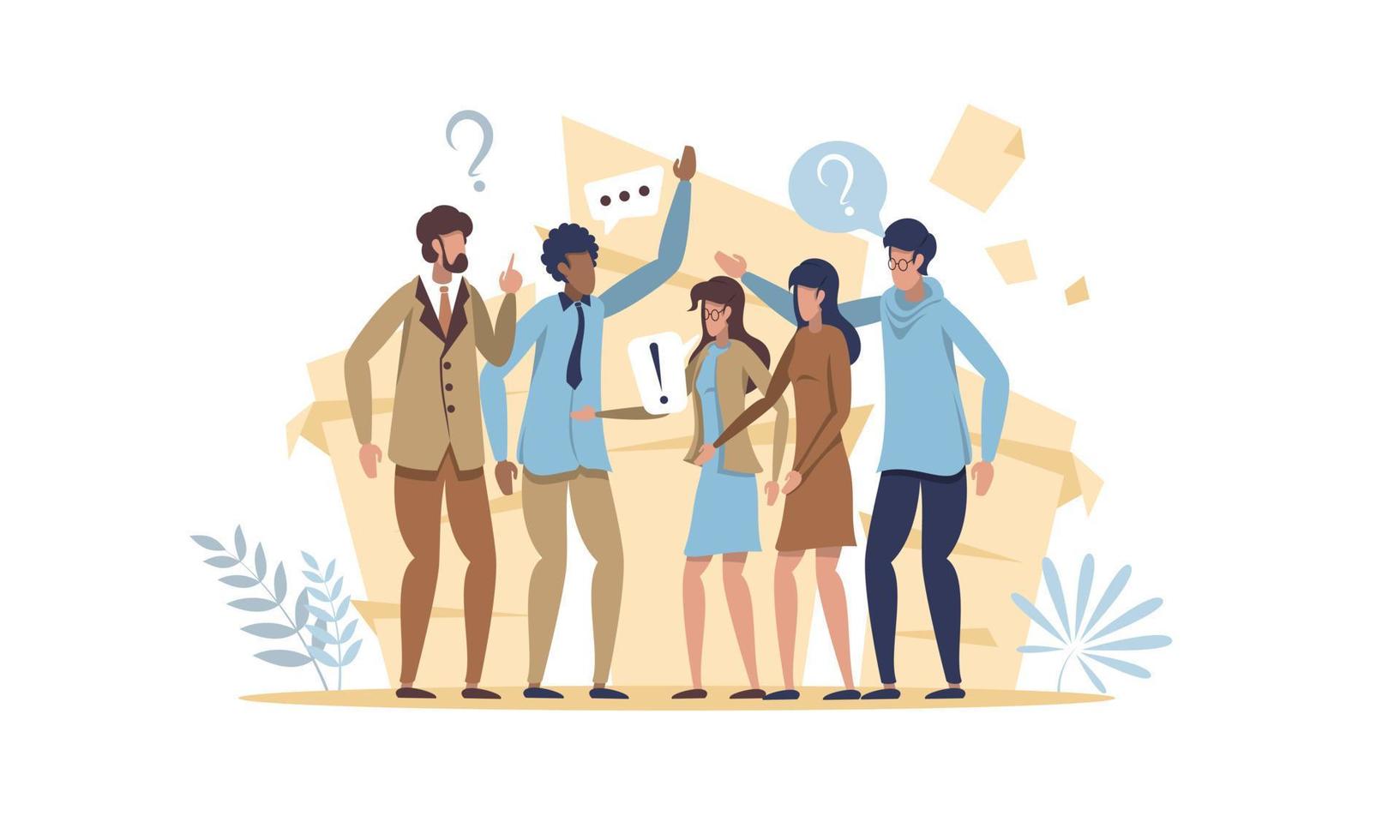 The dispute of colleagues. Disagreements at work. vector