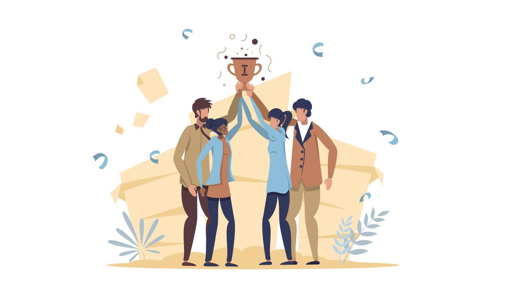 Teamwork leads to success. Team success concept illustration. vector