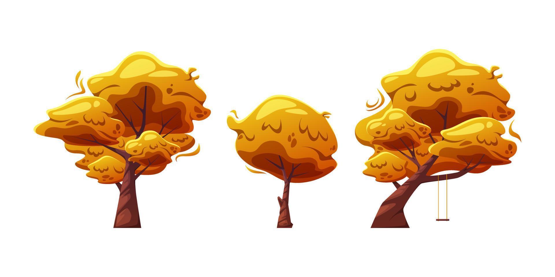 Set of cartoon autumn trees. vector