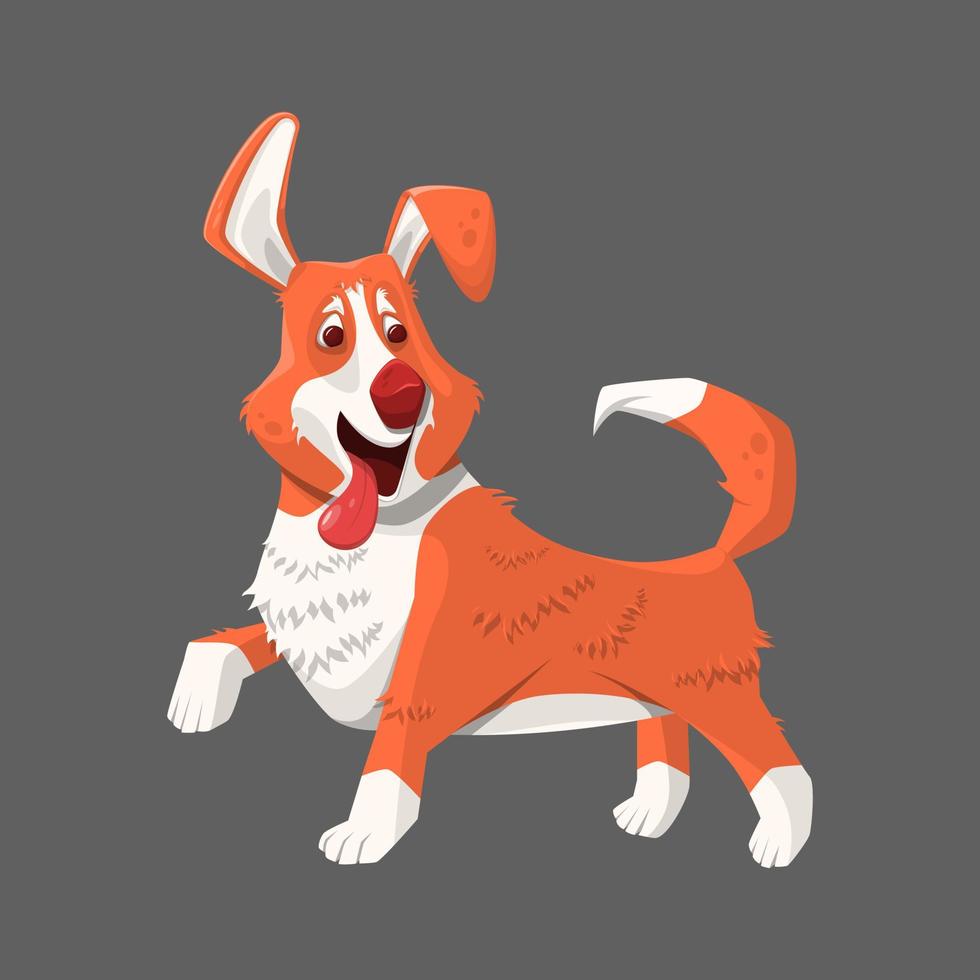 Cartoon white-red dog. Welsh Corgi Cardigan. vector