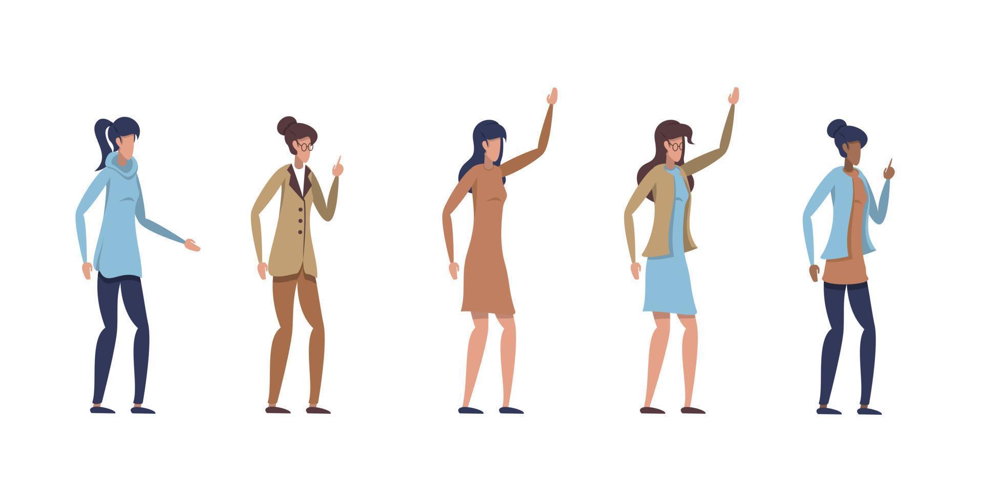 Set of female office workers. vector