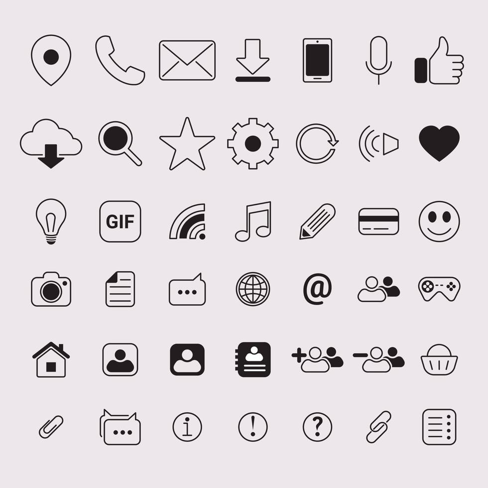 Set of 42 Contact Us web icons in line style. Outline icons collection. vector