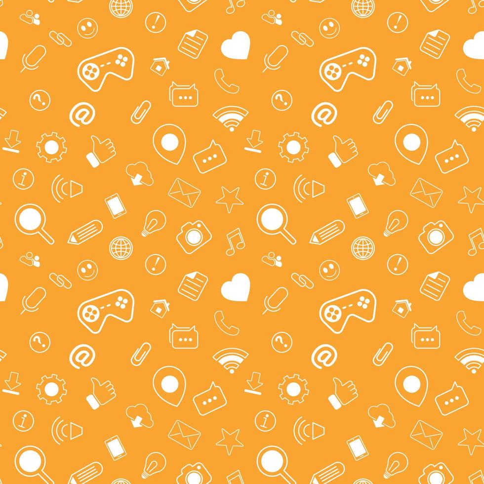 Contact Us line icons. Seamless pattern. vector