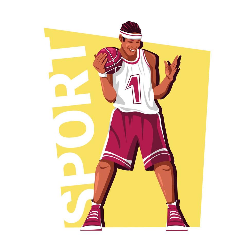 Cartoon basketball player. Vector illustration.