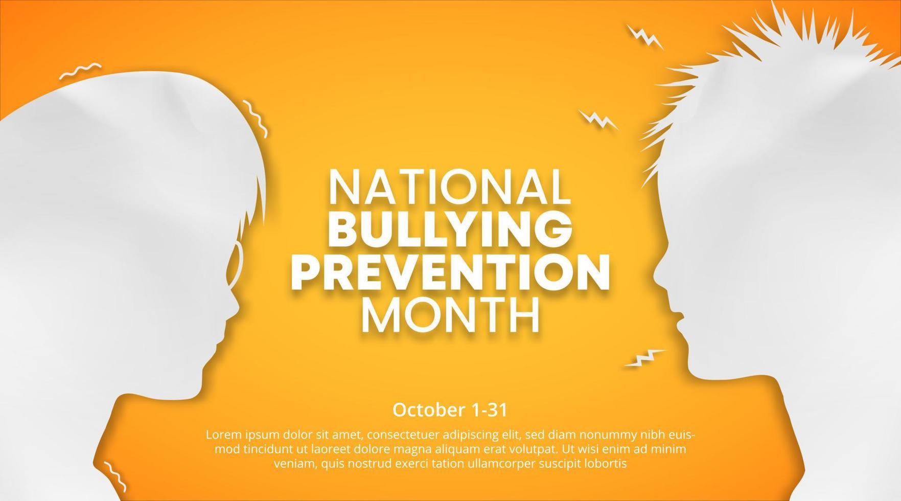 National bullying prevention month background with a cutting paper bullying children vector