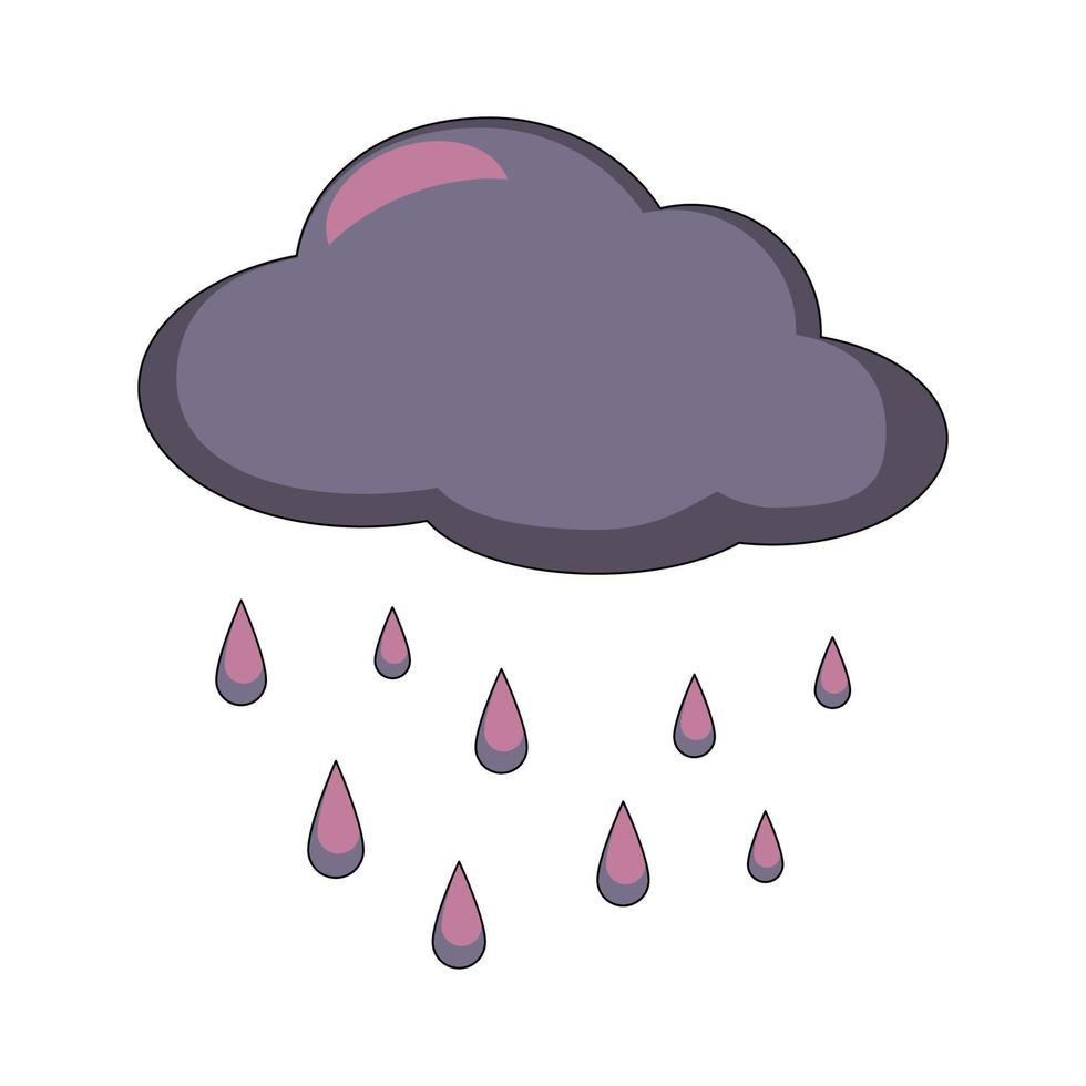 Cloud with rain in flat technique vector illustration