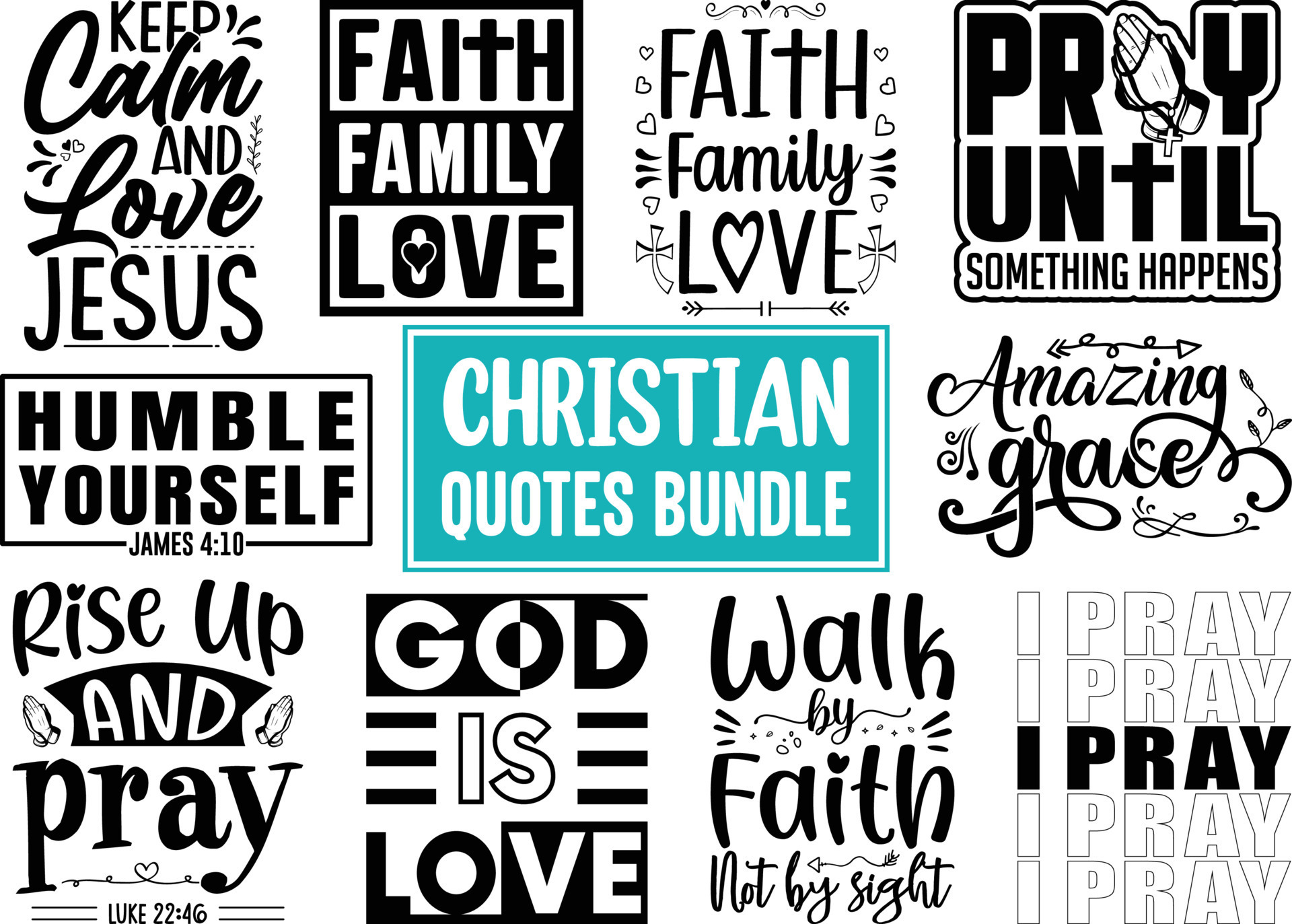 Christian Quotes Svg Designs Bundle Christian Quotes T Shirt Designs Set Of Christian Quotes
