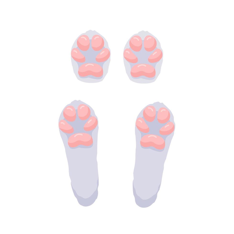 Hare paws concept. Cute and lovely rabbit feet. Isolated illustration on a white background. Cartoon style. Vector illustration.