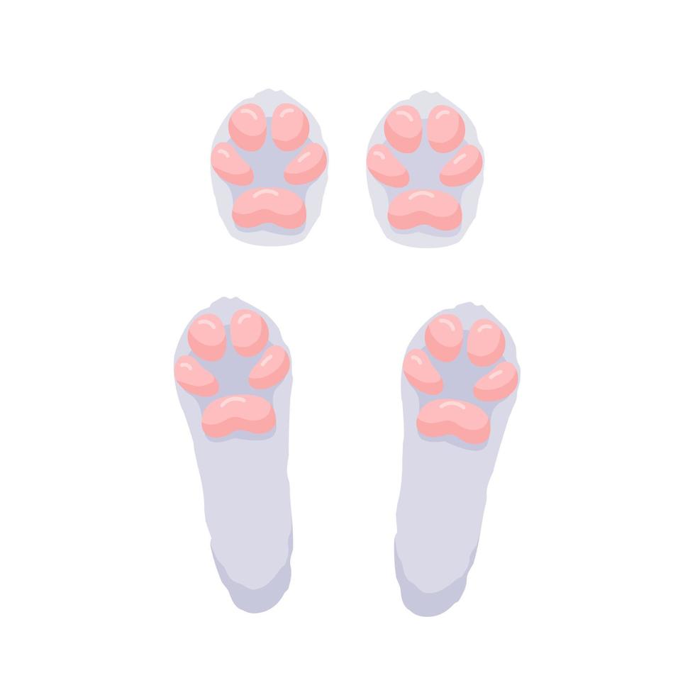 concepto de patas de liebre. lindos y encantadores pies de conejo. ilustración aislada sobre un fondo blanco. estilo de dibujos animados ilustración vectorial vector