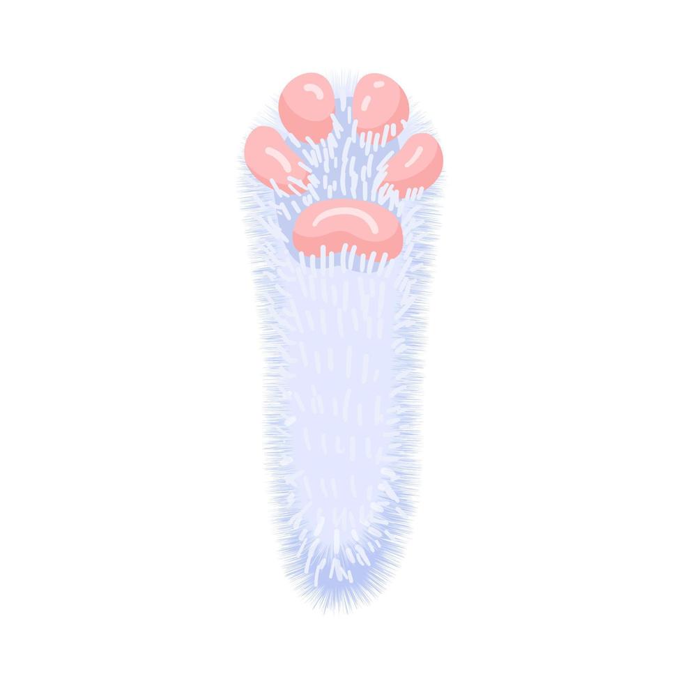 Hare paw concept. Cute and lovely rabbit foot. Good luck paw. Isolated illustration on a white background. Cartoon style. Vector illustration.