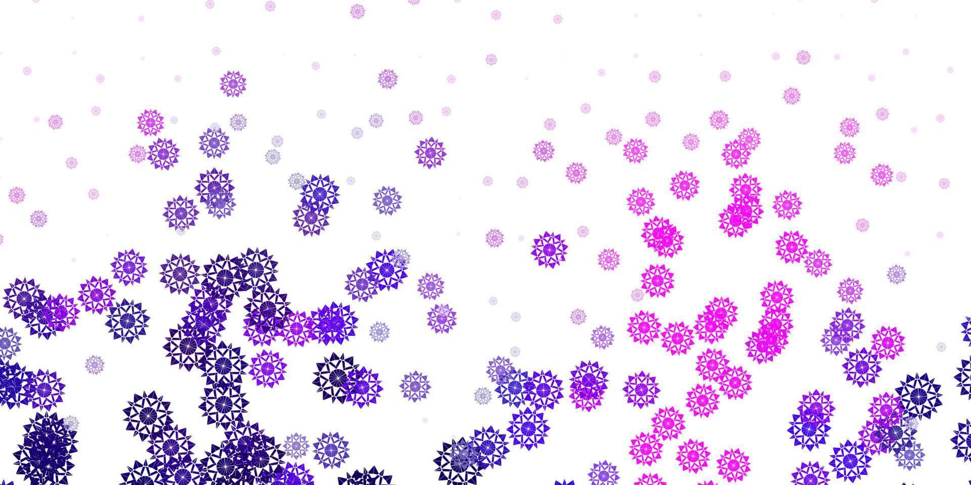 Light purple vector beautiful snowflakes backdrop with flowers.