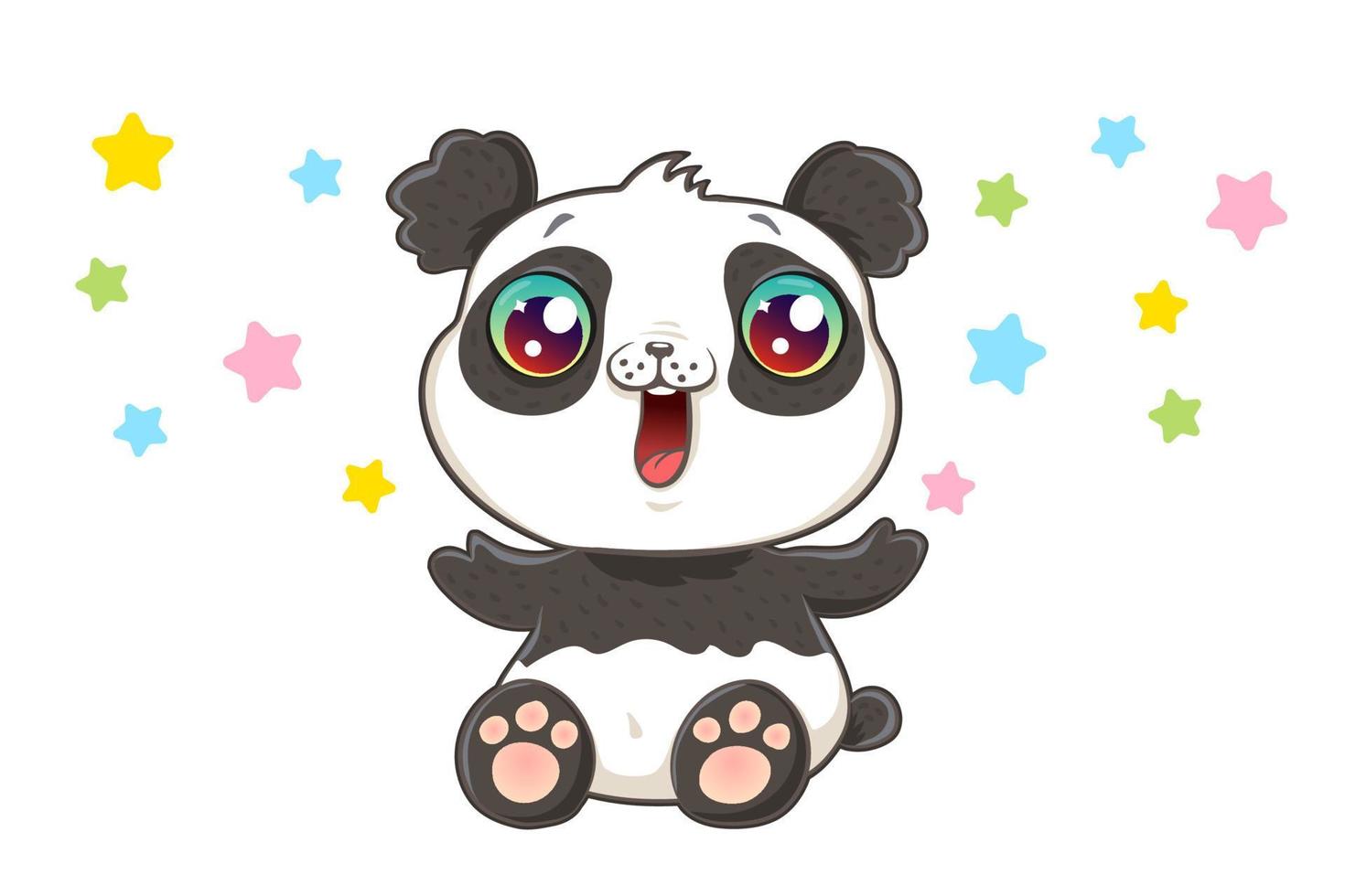 Cute panda in kawaii style vector