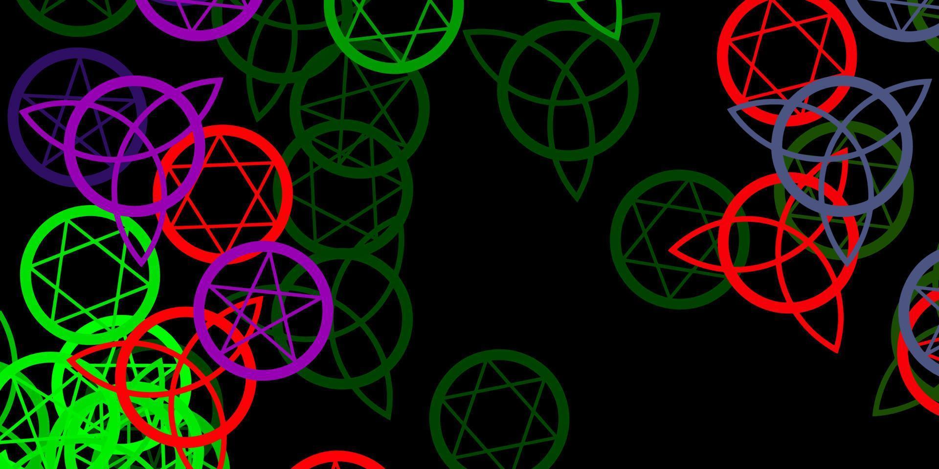 Dark Pink, Green vector pattern with magic elements.