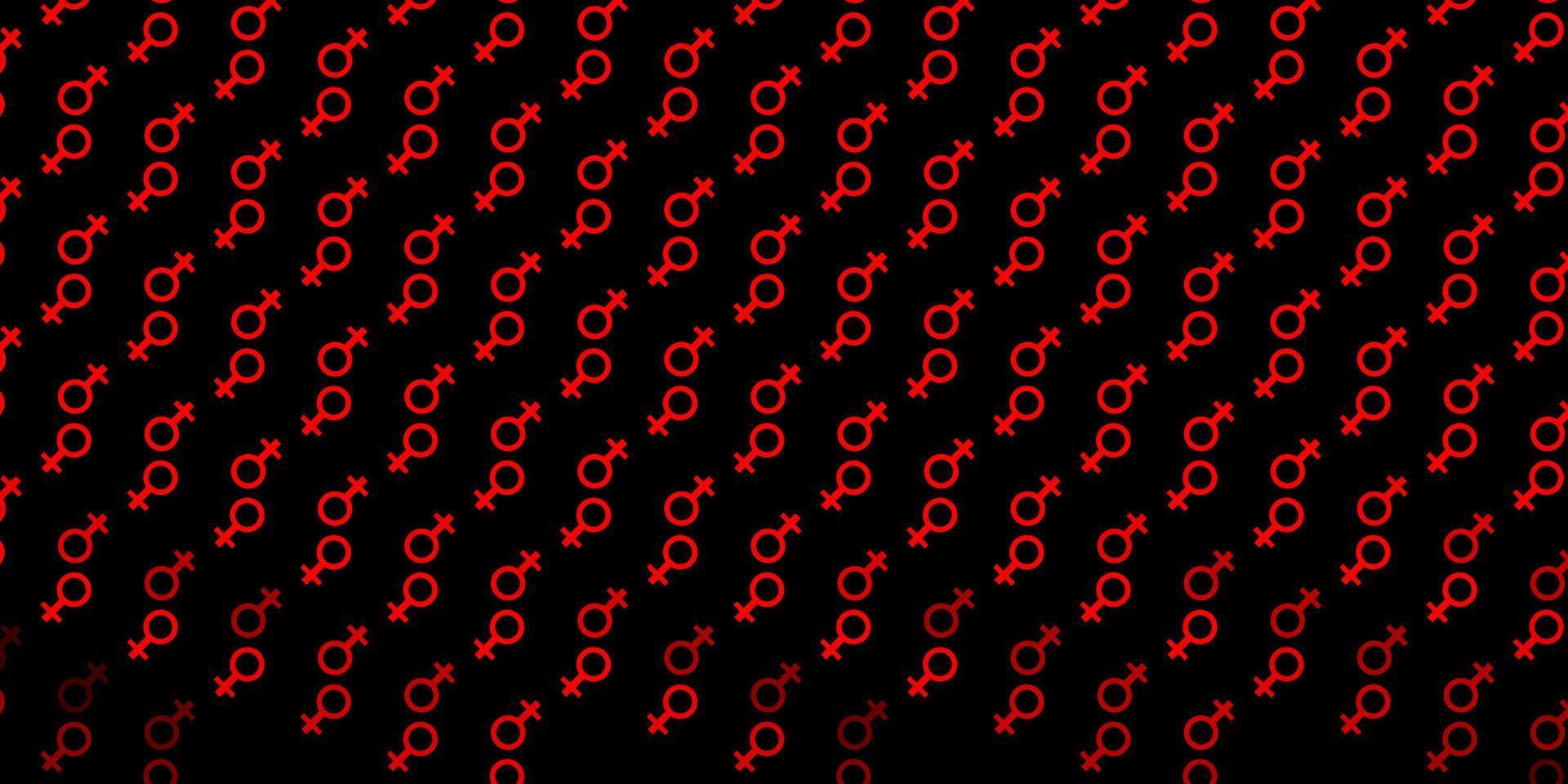 Dark Red vector background with woman symbols.