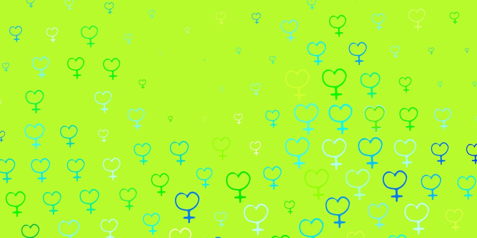 Light Blue, Green vector texture with women rights symbols.