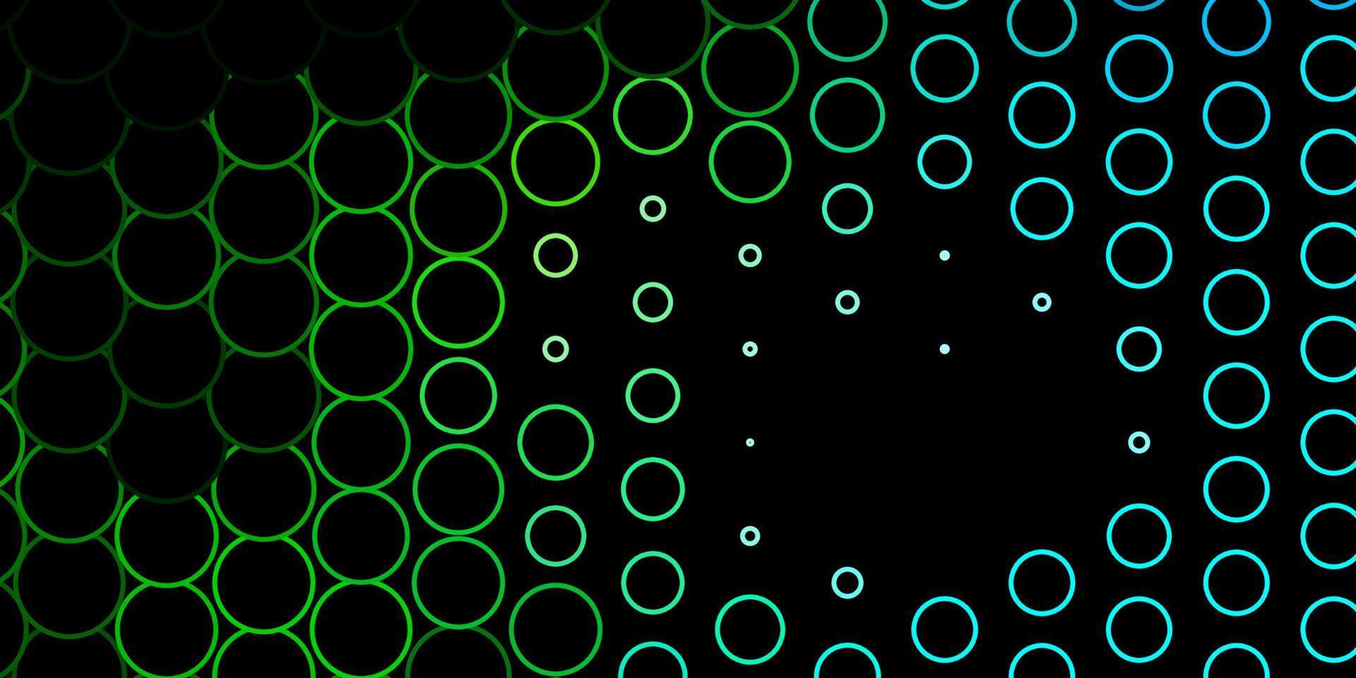 patrón de vector azul oscuro, verde con círculos.