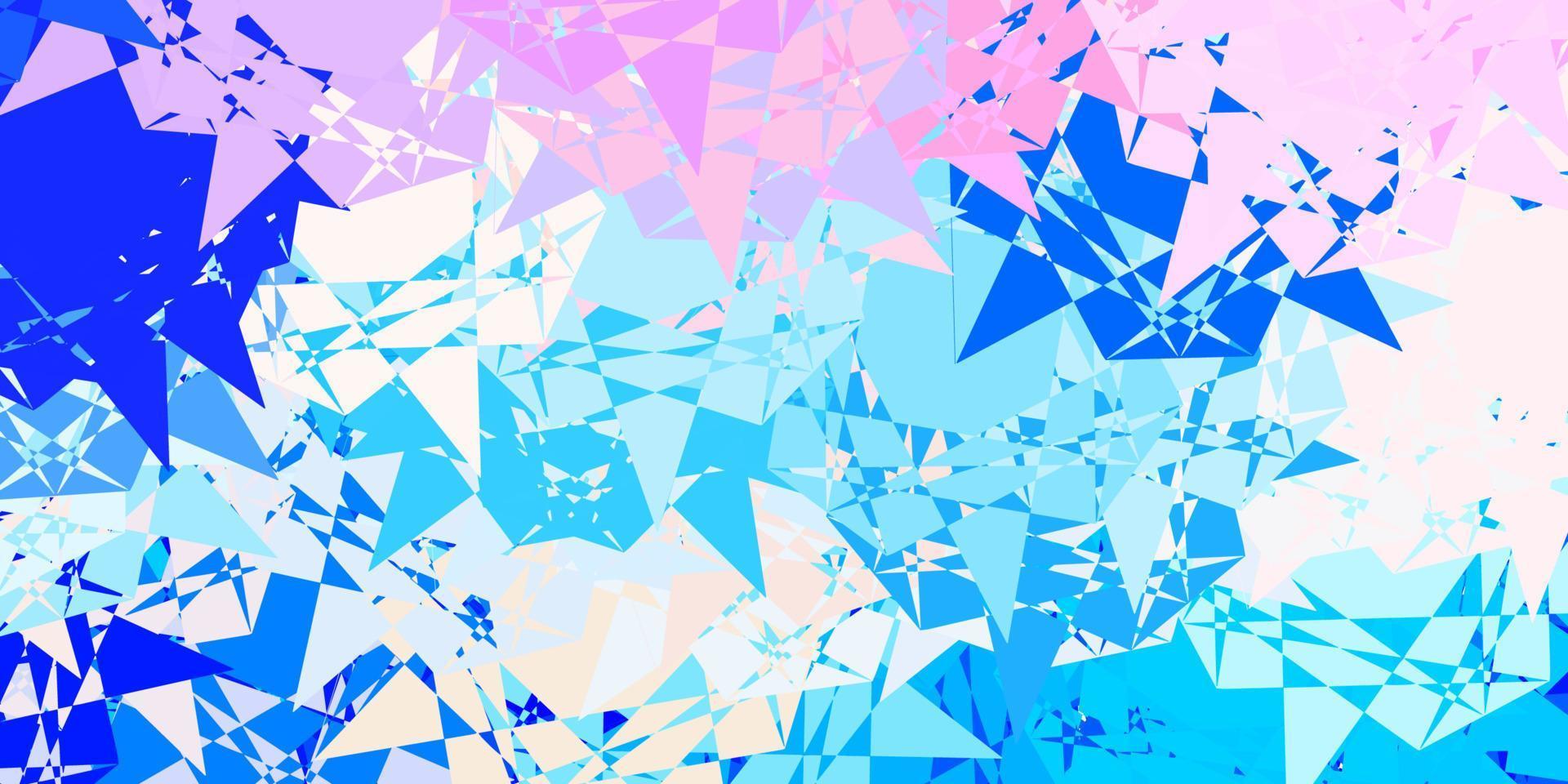 Telón de fondo de vector rosa claro, azul con triángulos, líneas.