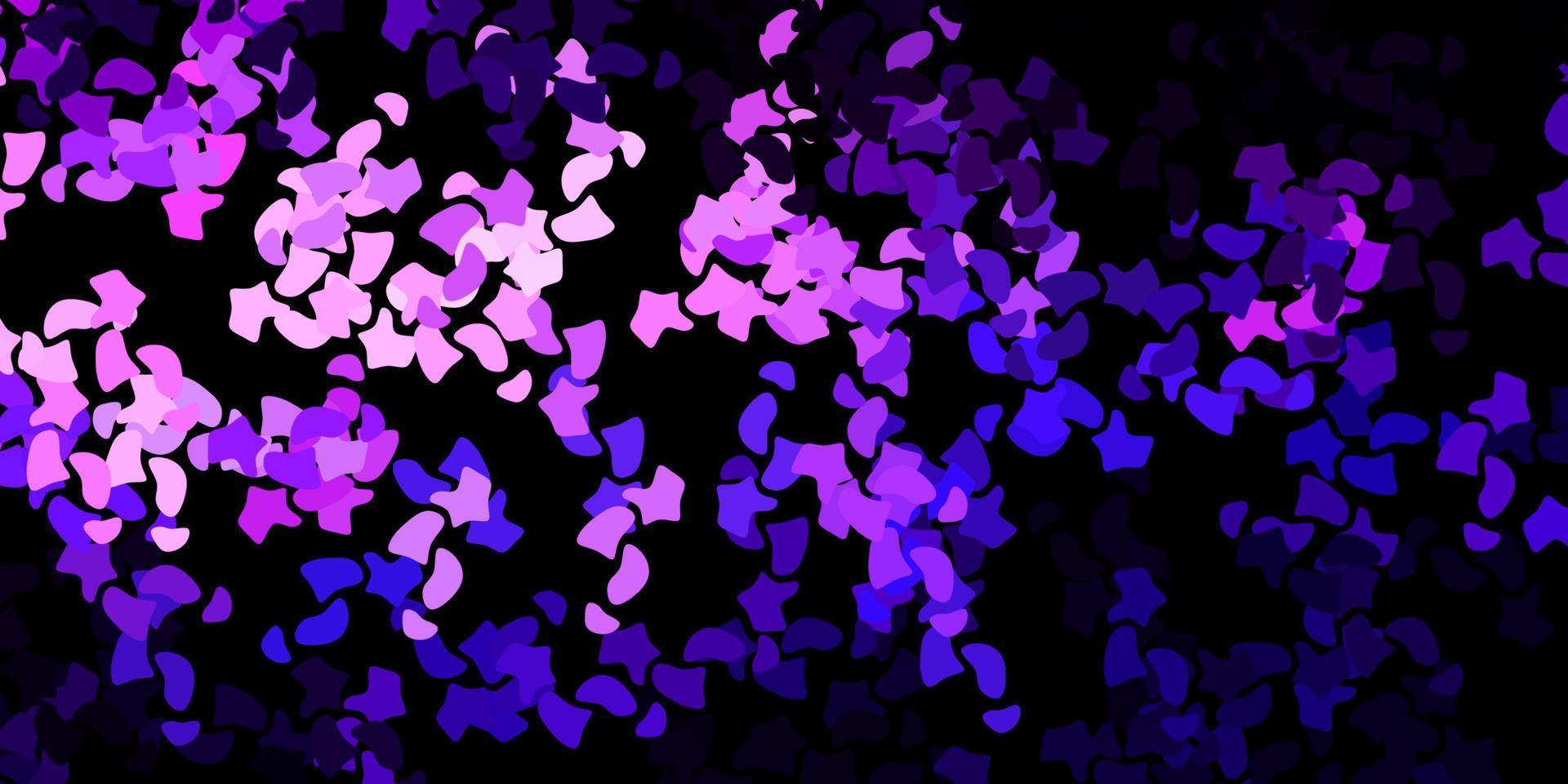 Dark purple, pink vector background with random forms.