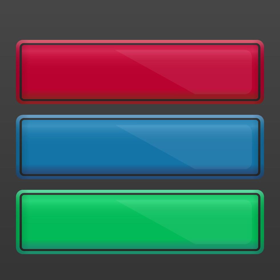 un conjunto de botones rectangulares redondeados para un sitio web con un marco. vector