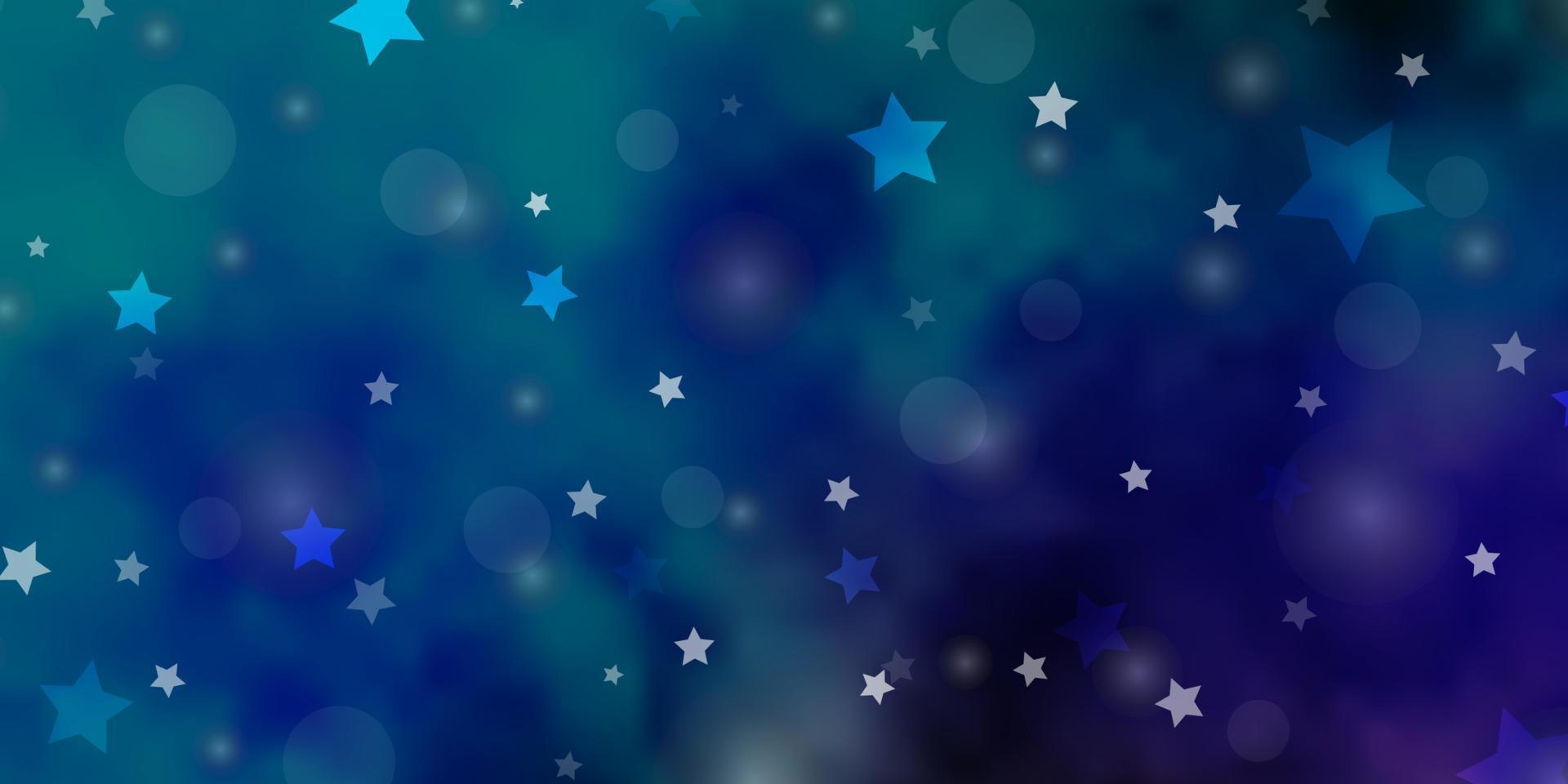 Telón de fondo de vector azul claro, verde con círculos, estrellas.